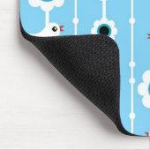 blauw patroon van vogel en bloemen muismat (Hoek)