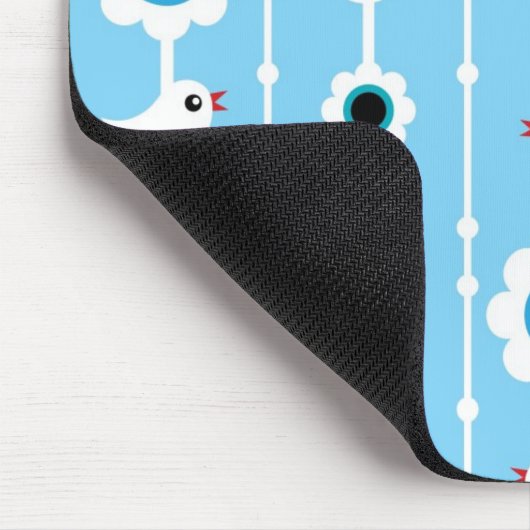 blauw patroon van vogel en bloemen muismat (Hoek)