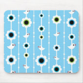 blauw patroon van vogel en bloemen muismat (Voorkant)