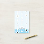 blauw patroon van vogel en bloemen post-it® notes (Op bureau)