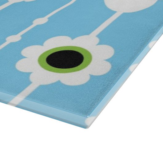 blauw patroon van vogel en bloemen snijplank (Hoek)