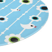 blauw patroon van vogel en bloemen snijplank (Hoek)