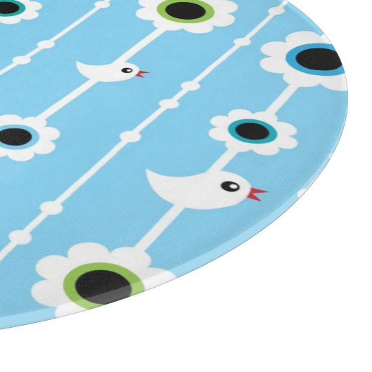 blauw patroon van vogel en bloemen snijplank (Hoek)