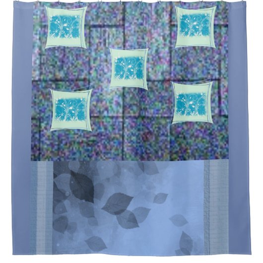 blauw patroon verkleurd douwergordijn douchegordijn (Voorkant)