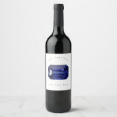 Blauw patroon wijn etiket (Voorkant)