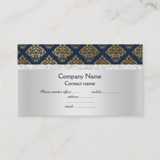 Blauw patroonelegante halfglansbedrijven visitekaartje (Voorkant)