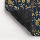 Blauw patroonpatroon met goudbloemen muismat (Hoek)