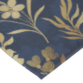 Blauw patroonpatroon met goudbloemen tafelkleed (Gekanteld)