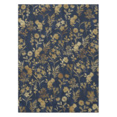 Blauw patroonpatroon met goudbloemen tafelkleed (Voorkant)