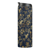 Blauw patroonpatroon met goudbloemen thermosbeker (Geroteerd rechts)