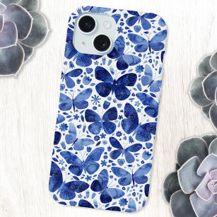Blauw patroonpatroon Waterverf iPhone 15 Case