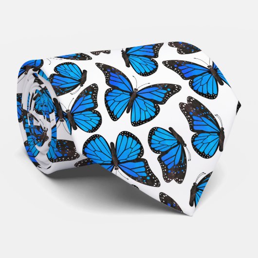 Blauw patroonpatroonpatroon stropdas (Opgerold)