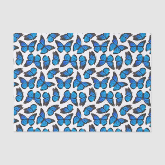 Blauw patroonpatroonpatroon tissuepapier (Voorkant)