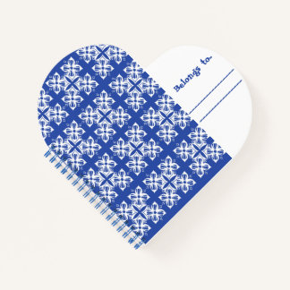 Blauw patterend hartvormig Notitieboek