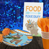 Blauw Patterned Woodland Herten Party Papier Borde Papieren Bordje