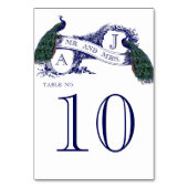 Blauw  Pauw Trouwtafel Nummer Kaart (Achterkant)