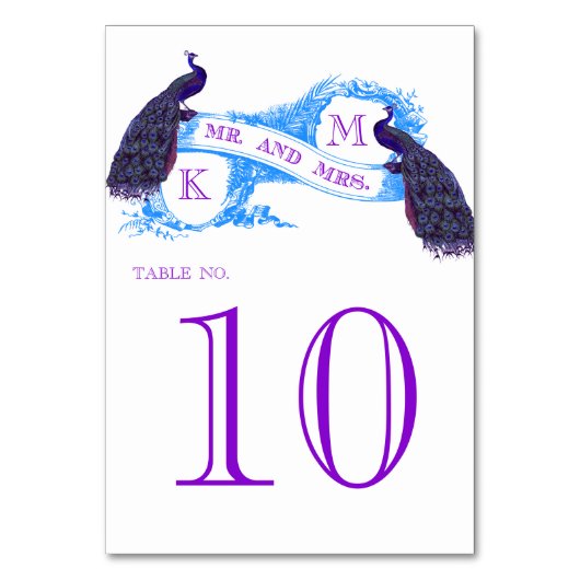 Blauw Pauw Trouwtafel Tafelnummer (Achterkant)