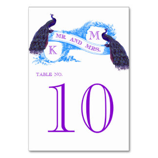 Blauw  Pauw Trouwtafel Tafelnummer