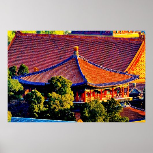 Blauw paviljoen dak | Verboden Stad Poster (Voorkant)