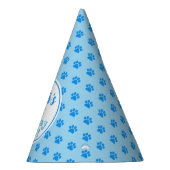 BLAUW PAW PRINT Puppy Birthday Paper Pet Feesthoedjes (Rechts)
