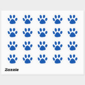 Blauw Pawprint (Paw Print) ontwerp Ronde Sticker (Vel)