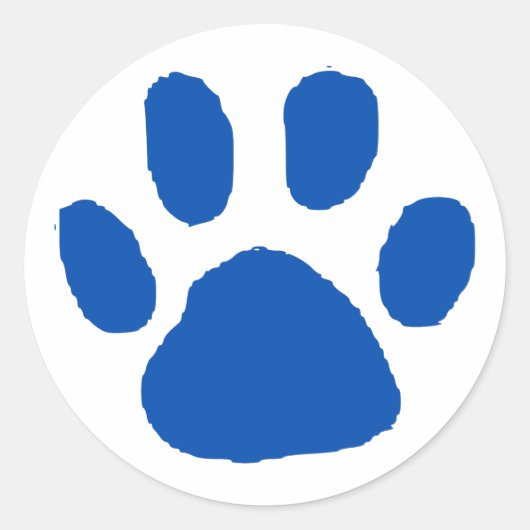Blauw Pawprint (Paw Print) ontwerp Ronde Sticker (Voorkant)