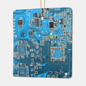 Blauw PCB-printplaatontwerp voor IT-professionals Keramisch Ornament (Links)