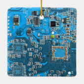 Blauw PCB-printplaatontwerp voor IT-professionals Keramisch Ornament (Achterkant)