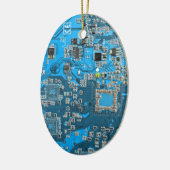 Blauw PCB-printplaatontwerp voor IT-professionals Keramisch Ornament (Links)