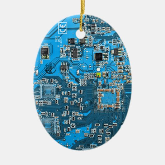 Blauw PCB-printplaatontwerp voor IT-professionals Keramisch Ornament (Voorkant)