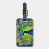 Blauw Peacock Feathers-ontwerp Bagagelabel (Voorkant verticaal)