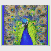 Blauw Peacock Feathers-ontwerp Cadeaupapier (Vlak)