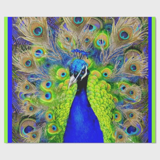 Blauw Peacock Feathers-ontwerp Cadeaupapier (Vlak)