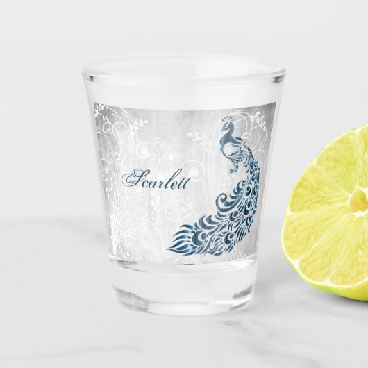 Blauw Peacock Gepersonaliseerd Schuimglas Shot Glas (Voorkant)