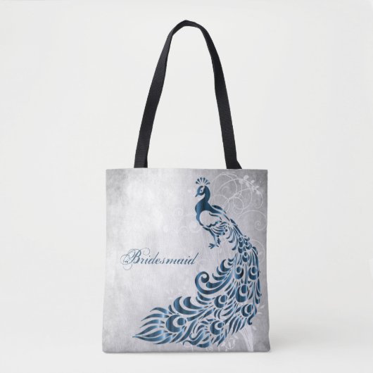 Blauw Peacock Leaf Vine Bridesmaid Tas (Voorkant)