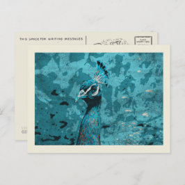 Blauw Peacock portret, peafowl mannetje Briefkaart