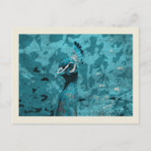 Blauw Peacock portret, peafowl mannetje Briefkaart (Voorkant)
