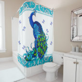 Blauw Peacock Swirl douchegordijn (In situ)