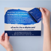 Blauw penseel, schilder en decorator Adverteren Flyer (Hand)
