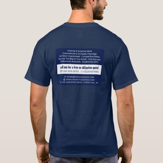 Blauw penseel, schilder en decorator Adverteren T-shirt (Achterkant)