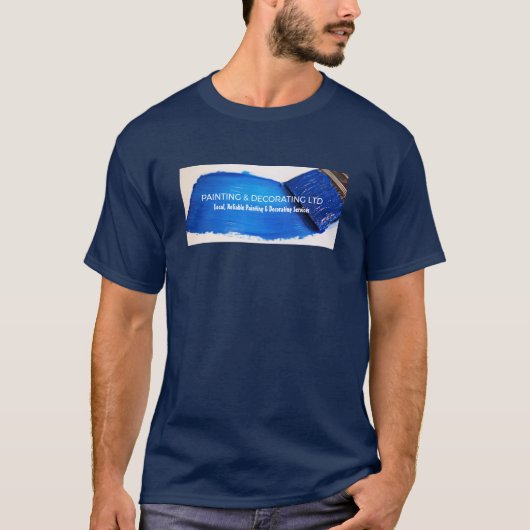 Blauw penseel, schilder en decorator Adverteren T-shirt (Voorkant)