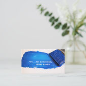 Blauw penseel, schilder en decorator visitekaartje (Staand voorkant)