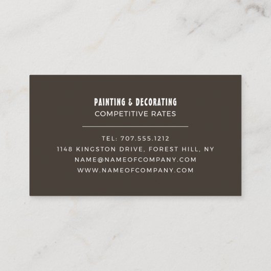 Blauw penseel, schilder en decorator visitekaartje (Achterkant)