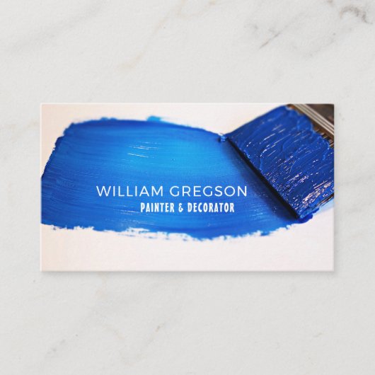 Blauw penseel, schilder en decorator visitekaartje (Voorkant)