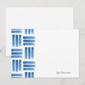 Blauw penseelpatroon notitiekaartje (Voorkant / Achterkant)