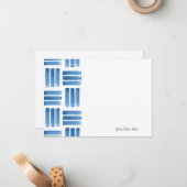 Blauw penseelpatroon notitiekaartje (Voorkant / Achterkant in situ)