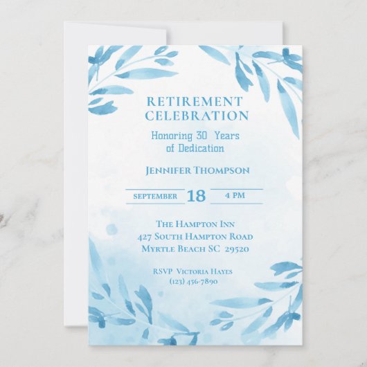 Blauw Pensioen Feest Viering Kaart (Voorkant)