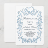  Blauw Pensioen Partij Sjabloon Kaart (Voorkant / Achterkant)