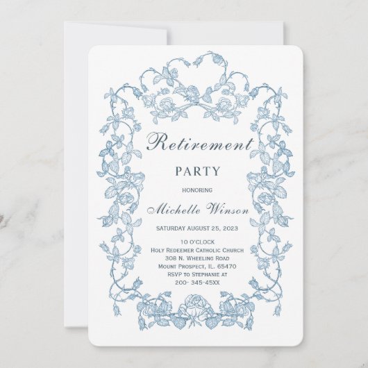  Blauw Pensioen Partij Sjabloon Kaart (Voorkant)