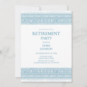 Blauw pensioneringsfeest met stenen elementen kaart (Voorkant)